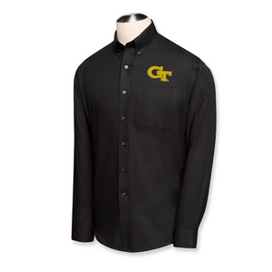 Georgia Tech Yellow Jackets Men's LS Epic Easy Care Fine Twill Shirt - Black